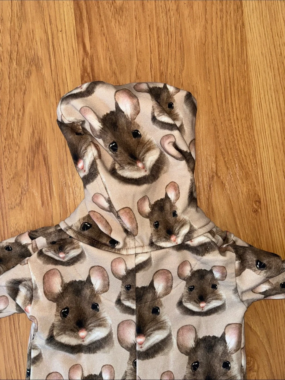 Metsola Beige Brown Mouse Print Kids Onesie Hoodie